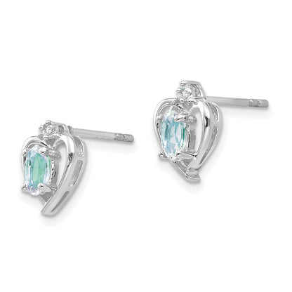 14K Weißgold Aquamarin-Diamant-Ohrringe
