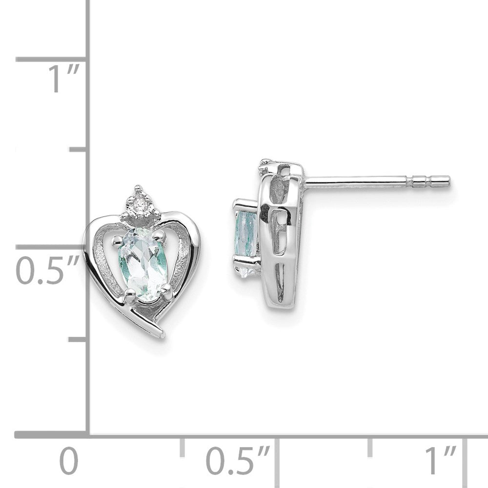 14K Weißgold Aquamarin-Diamant-Ohrringe