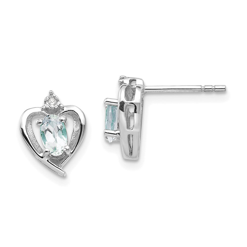 14K Weißgold Aquamarin-Diamant-Ohrringe