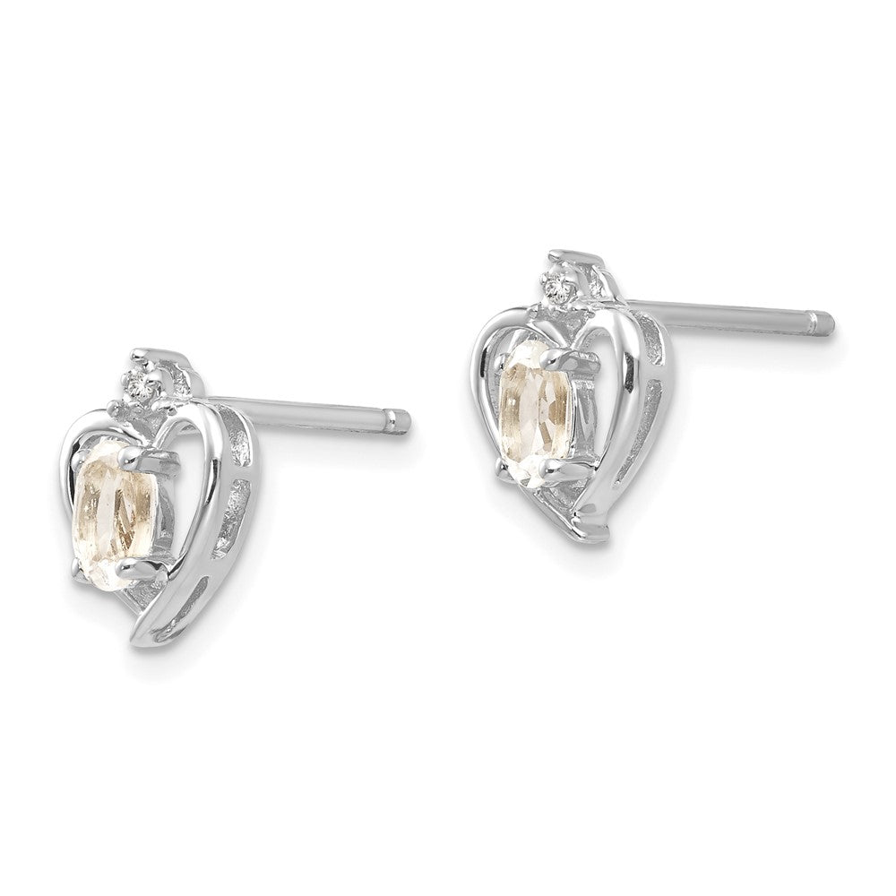 14K Weißgold Ohrringe mit Weißtopas und Diamant