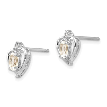 14K Weißgold Ohrringe mit Weißtopas und Diamant