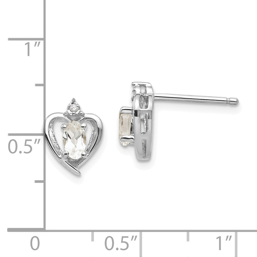 14K Weißgold Ohrringe mit Weißtopas und Diamant
