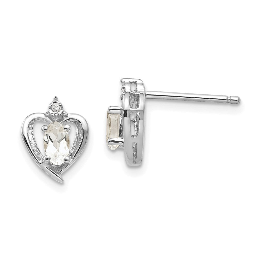 14K Weißgold Ohrringe mit Weißtopas und Diamant