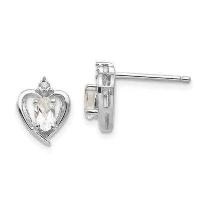 14K Weißgold Ohrringe mit Weißtopas und Diamant