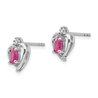 14K Weißgold Rubin-Diamant-Ohrringe