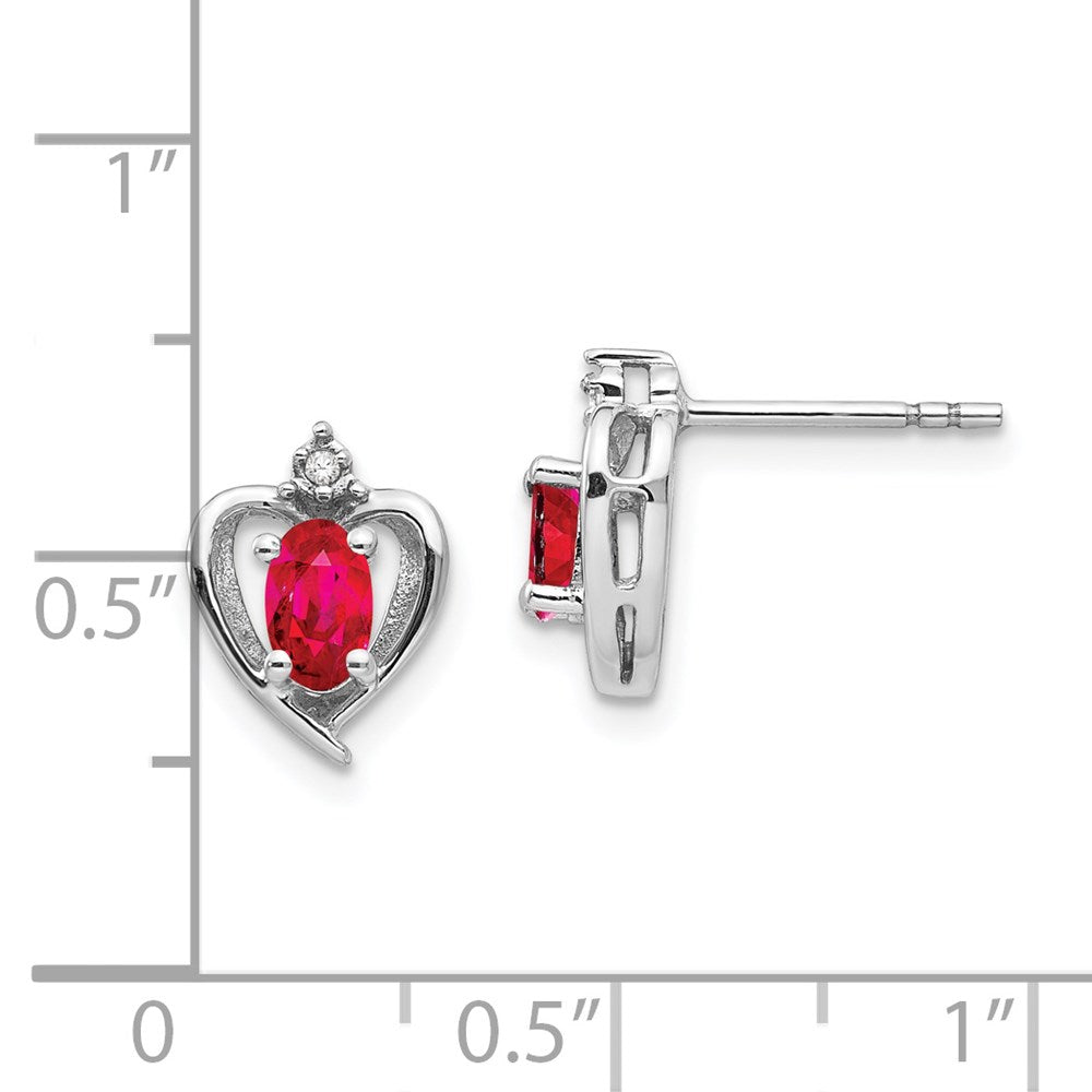 14K Weißgold Rubin-Diamant-Ohrringe