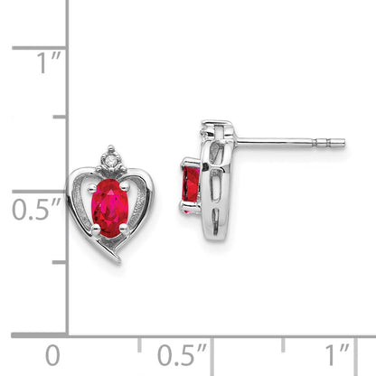 14K Weißgold Rubin-Diamant-Ohrringe