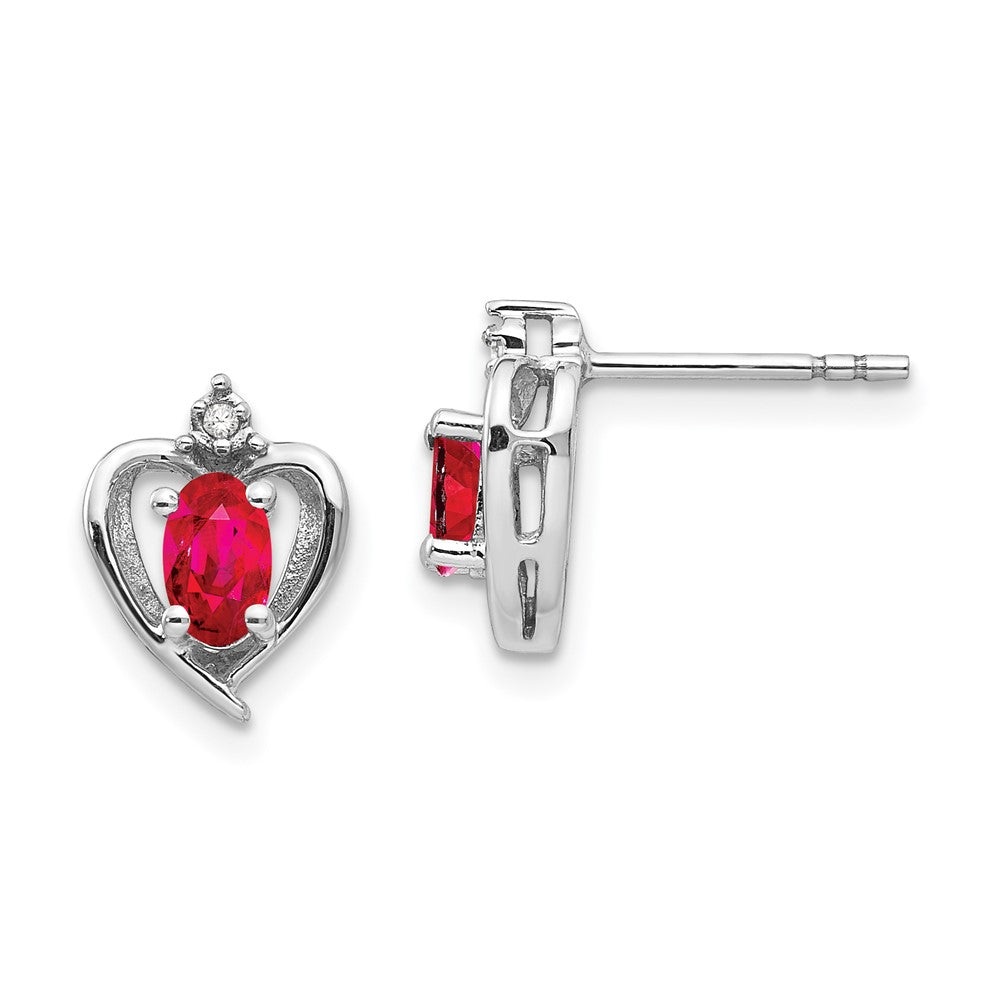 14K Weißgold Rubin-Diamant-Ohrringe