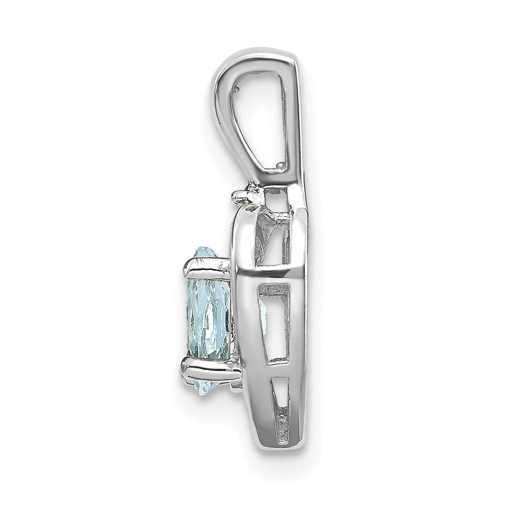 14K Weißgold Anhänger mit ovalem Aquamarin und Diamanten