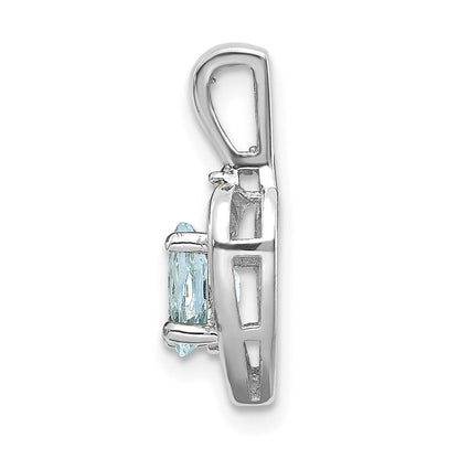 14K Weißgold Anhänger mit ovalem Aquamarin und Diamanten
