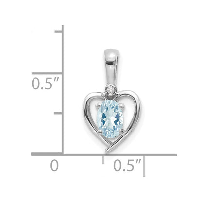 14K Weißgold Anhänger mit ovalem Aquamarin und Diamanten
