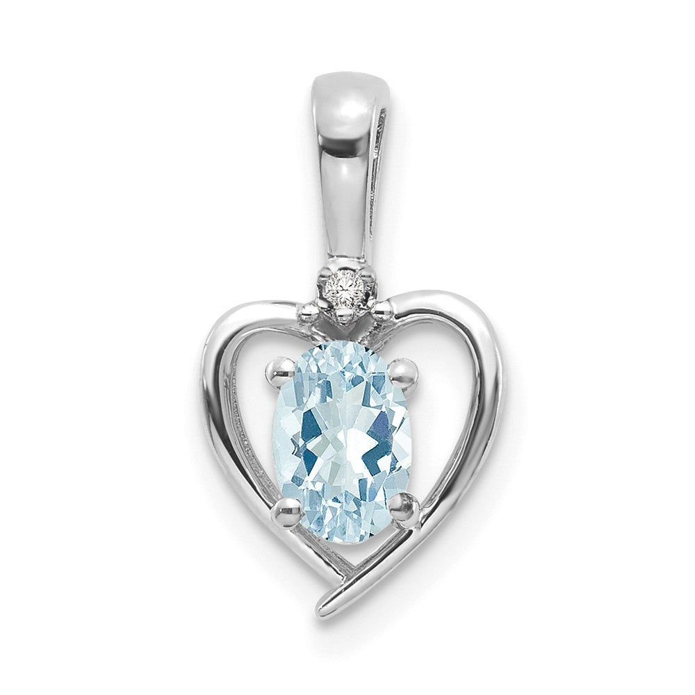 14K Weißgold Anhänger mit ovalem Aquamarin und Diamanten