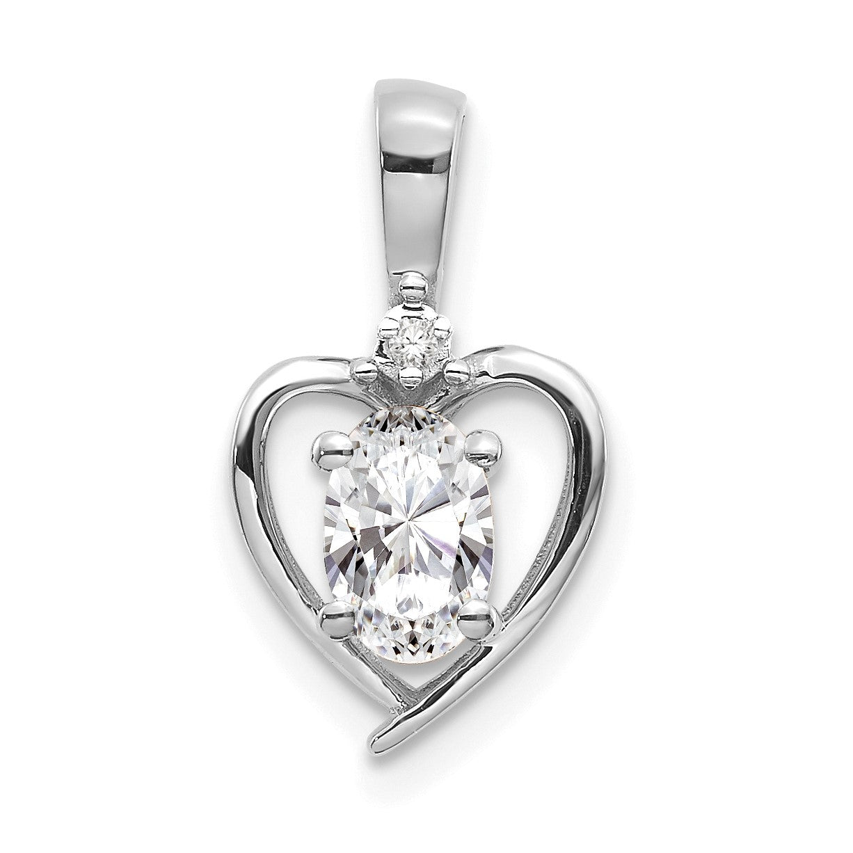 14K Weißgold Weißtopas-Diamant-Anhänger