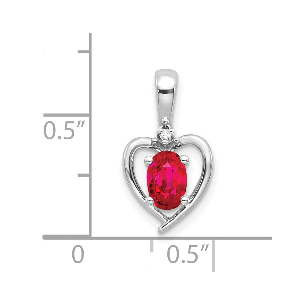 14K Weißgold Rubin-Diamant-Anhänger