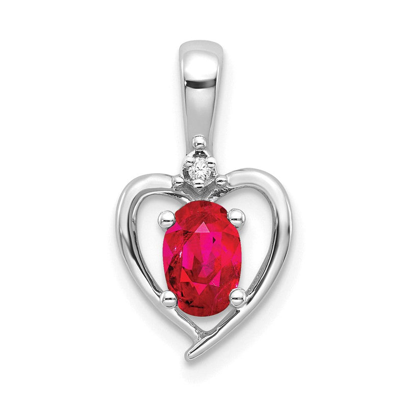 14K Weißgold Rubin-Diamant-Anhänger