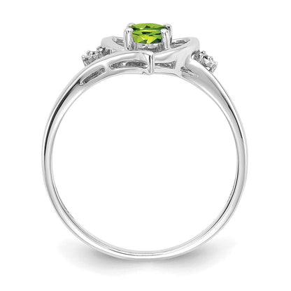14K Weißgold Peridot und Diamant Herz Ring