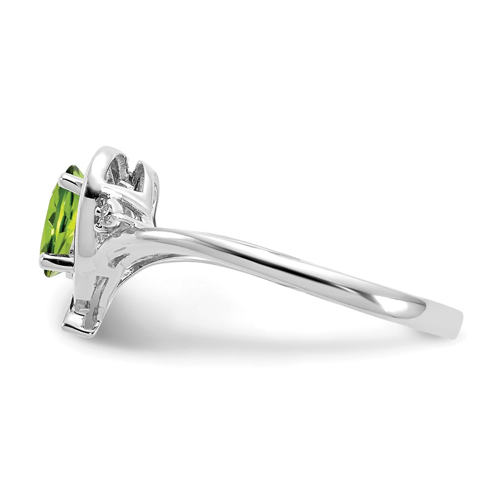 14K Weißgold Peridot und Diamant Herz Ring