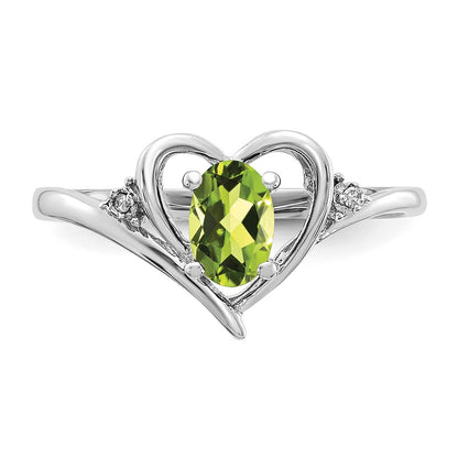 14K Weißgold Peridot und Diamant Herz Ring