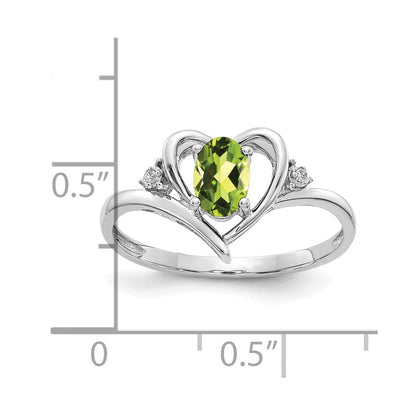 14K Weißgold Peridot und Diamant Herz Ring