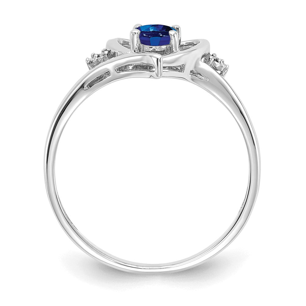 14K Weißgold Saphir und Diamant Herz Ring