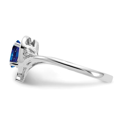 14K Weißgold Saphir und Diamant Herz Ring