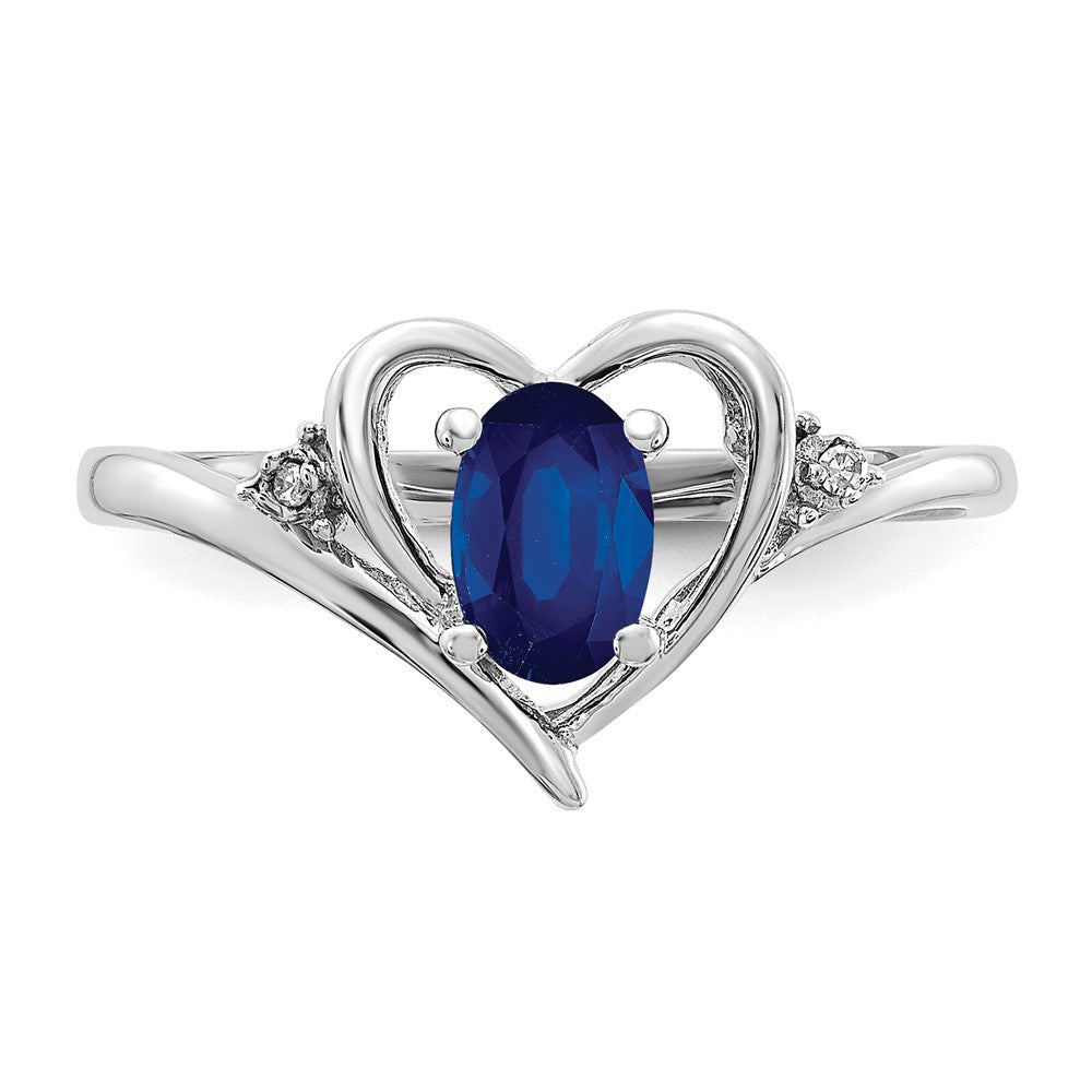 14K Weißgold Saphir und Diamant Herz Ring