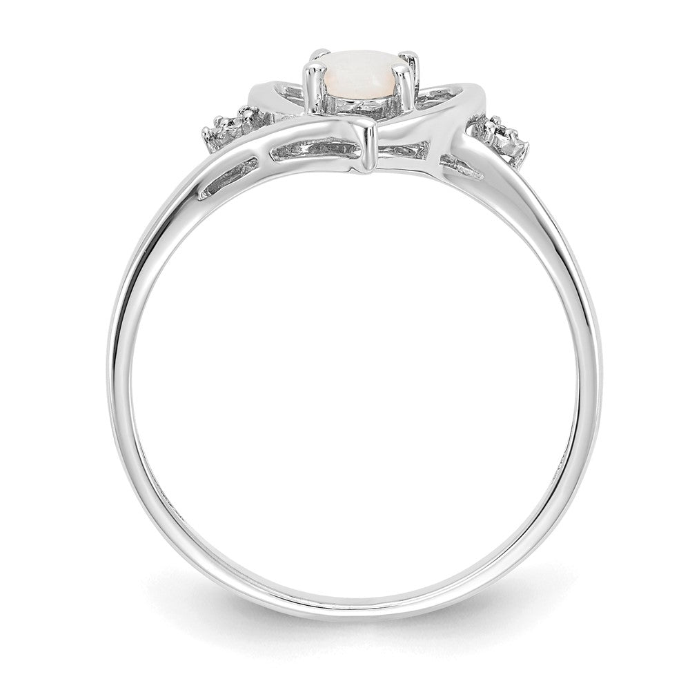 14K Weißgold Opal und Diamant Herz Ring