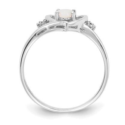 14K Weißgold Opal und Diamant Herz Ring