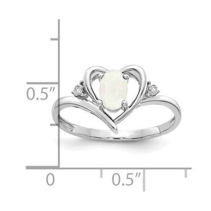 14K Weißgold Opal und Diamant Herz Ring