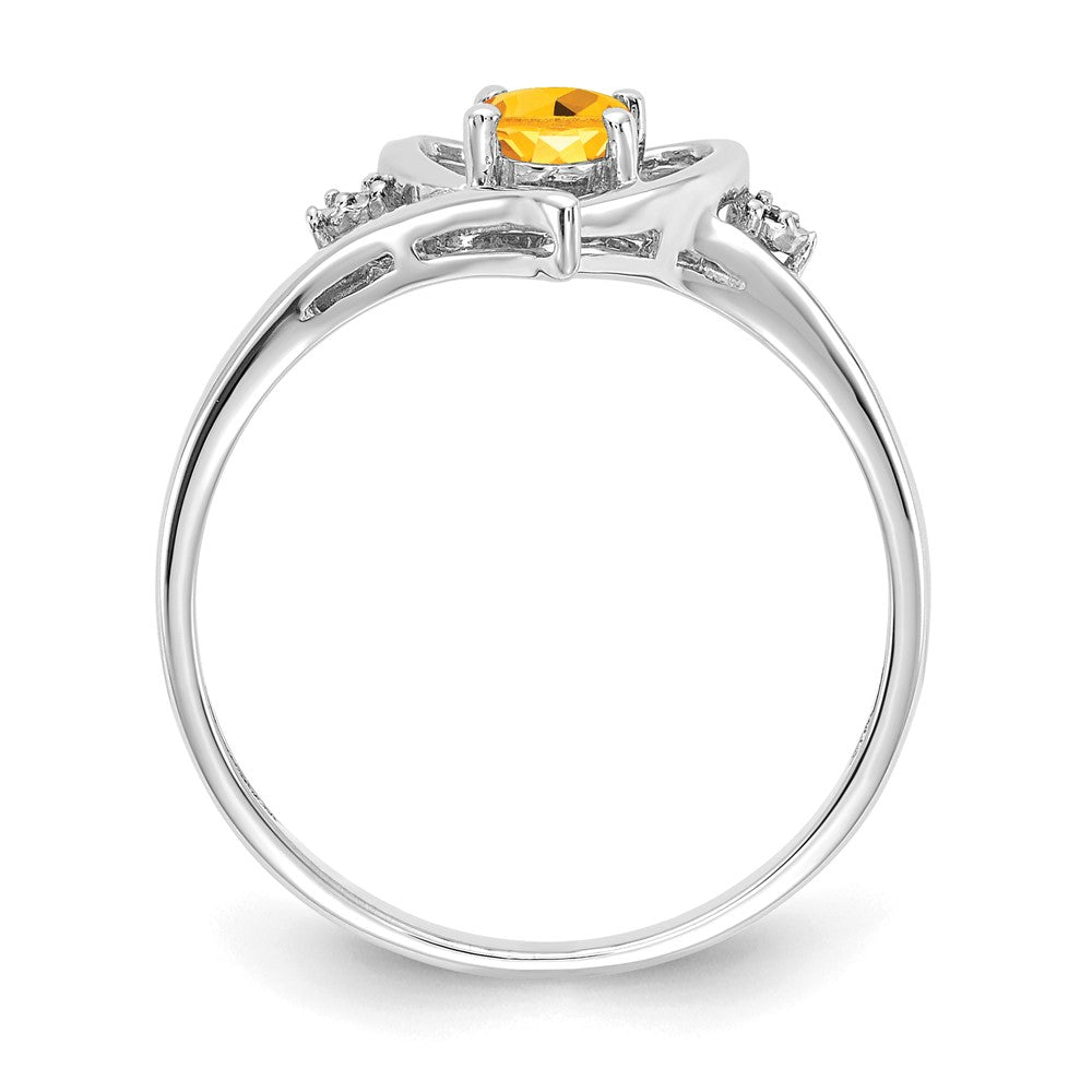 14K Weißgold Citrin und Diamant Herz Ring