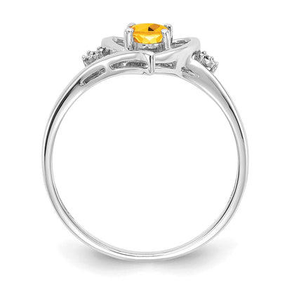 14K Weißgold Citrin und Diamant Herz Ring
