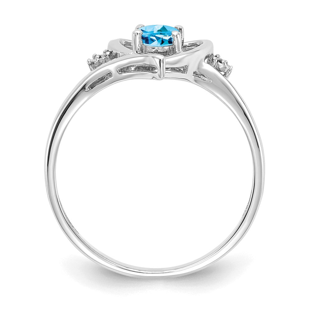14K Weißgold Blautopas und Diamant Herz Ring
