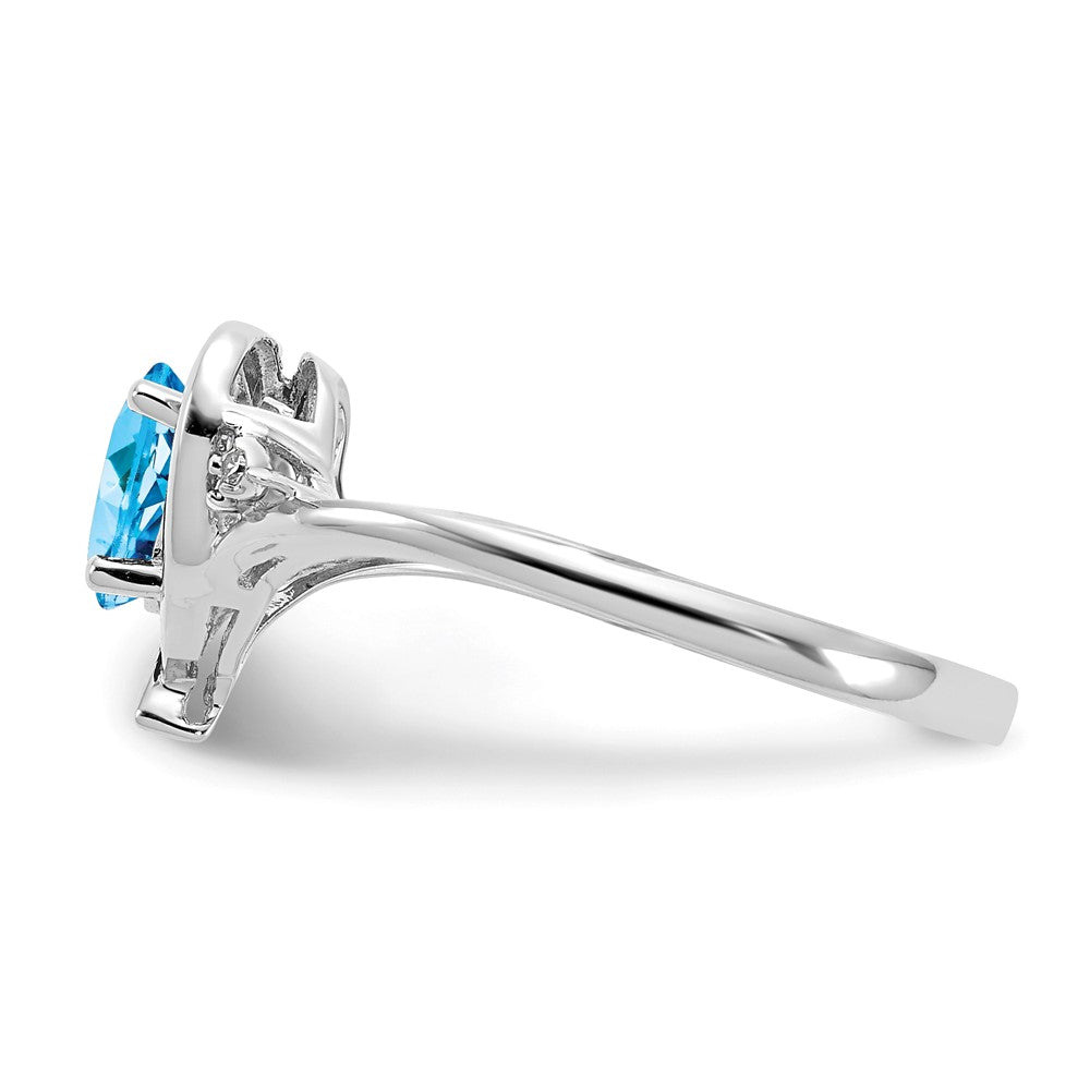 14K Weißgold Blautopas und Diamant Herz Ring