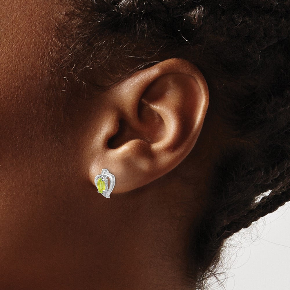 Ohrringe aus 14K Weißgold mit Peridot und Diamant