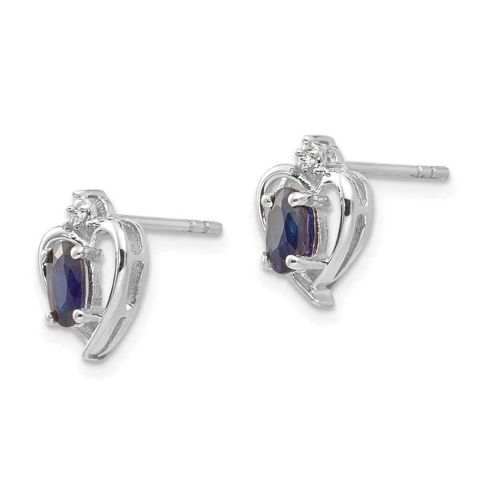 14K Weißgold Ohrringe mit Saphir und Diamant