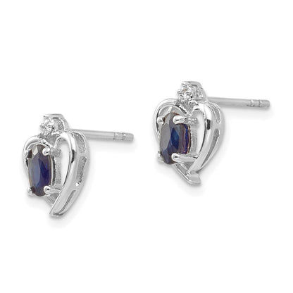 14K Weißgold Ohrringe mit Saphir und Diamant