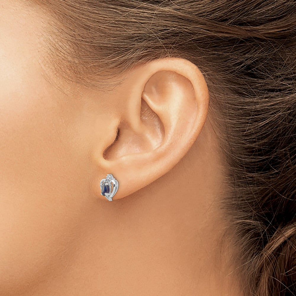 14K Weißgold Ohrringe mit Saphir und Diamant