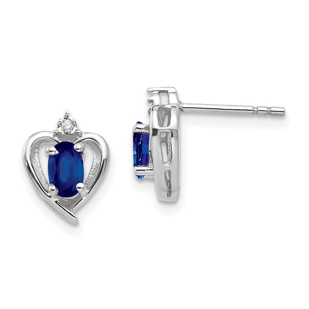 14K Weißgold Ohrringe mit Saphir und Diamant