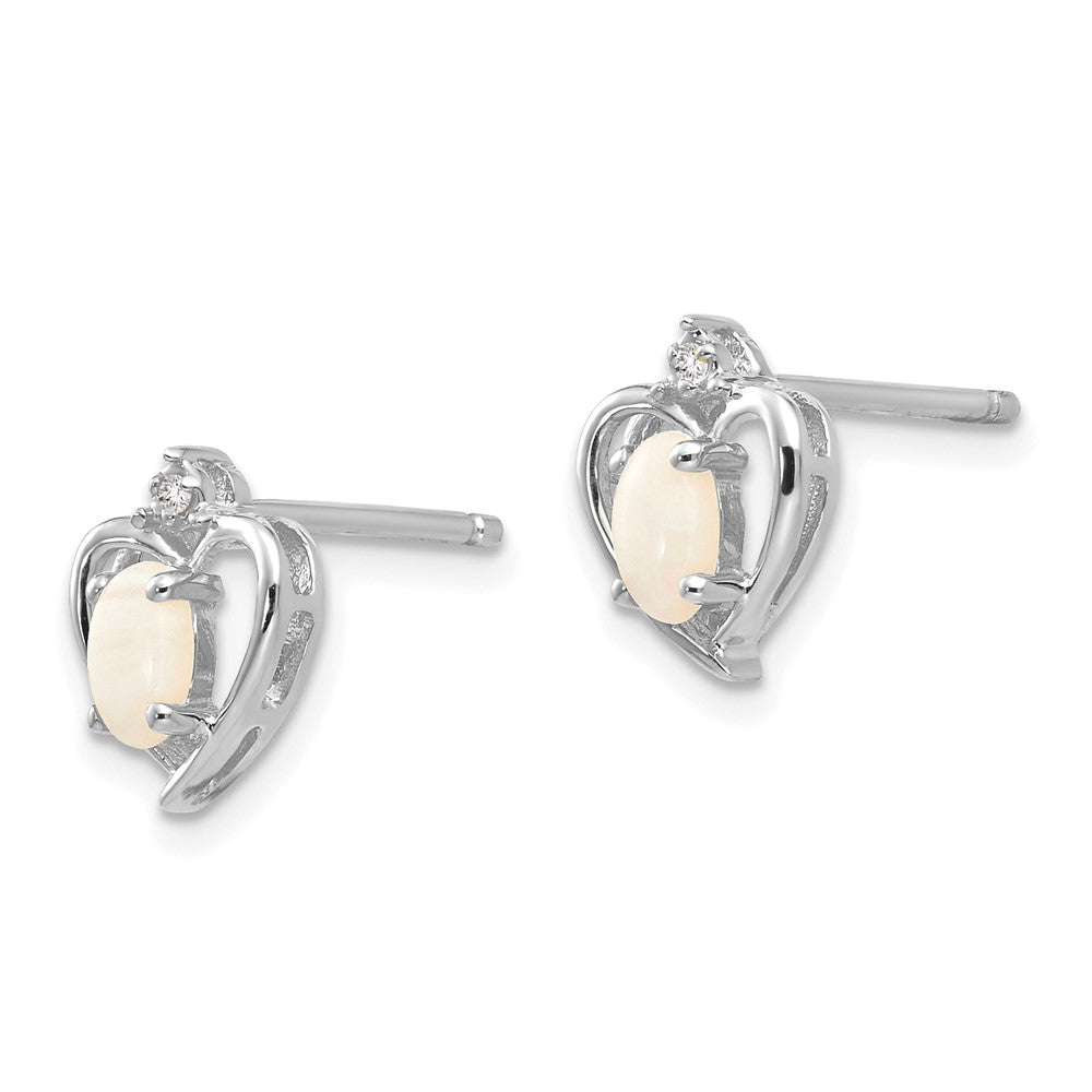 14K Weißgold Ohrringe mit Opal und Diamant