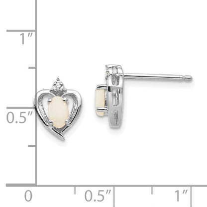 14K Weißgold Ohrringe mit Opal und Diamant