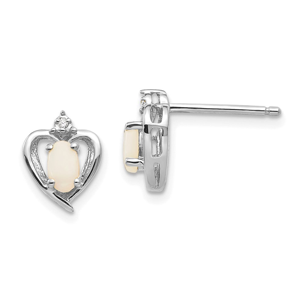 14K Weißgold Ohrringe mit Opal und Diamant