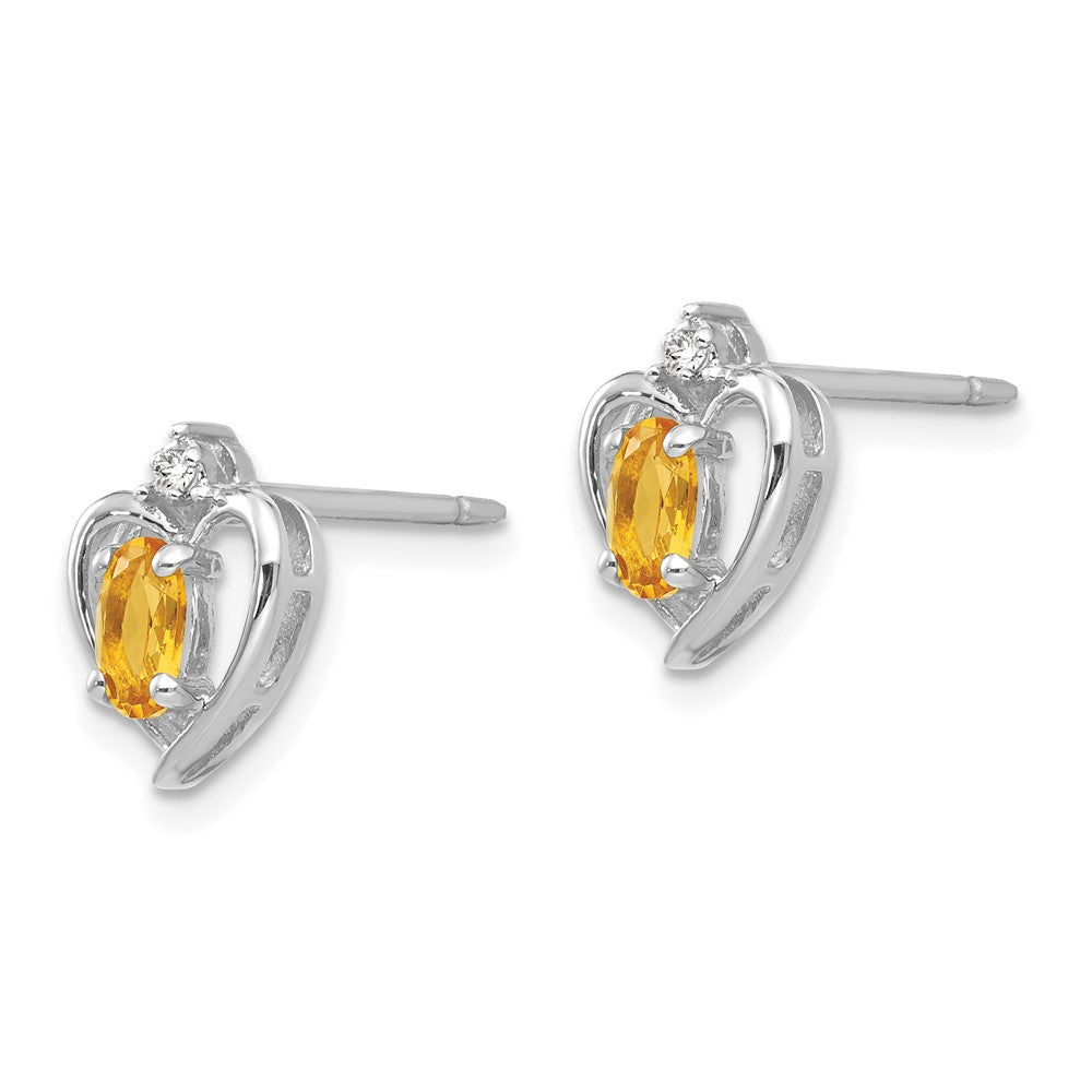14K Weißgold Citrin-Diamant-Ohrringe
