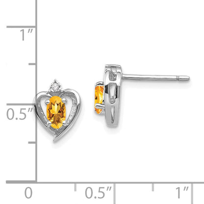 14K Weißgold Citrin-Diamant-Ohrringe