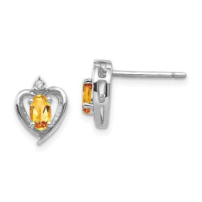 14K Weißgold Citrin-Diamant-Ohrringe