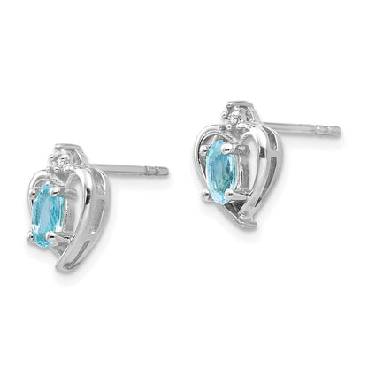 14K Weißgold Ohrringe mit Blautopas und Diamant