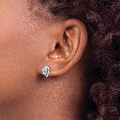 14K Weißgold Ohrringe mit Blautopas und Diamant
