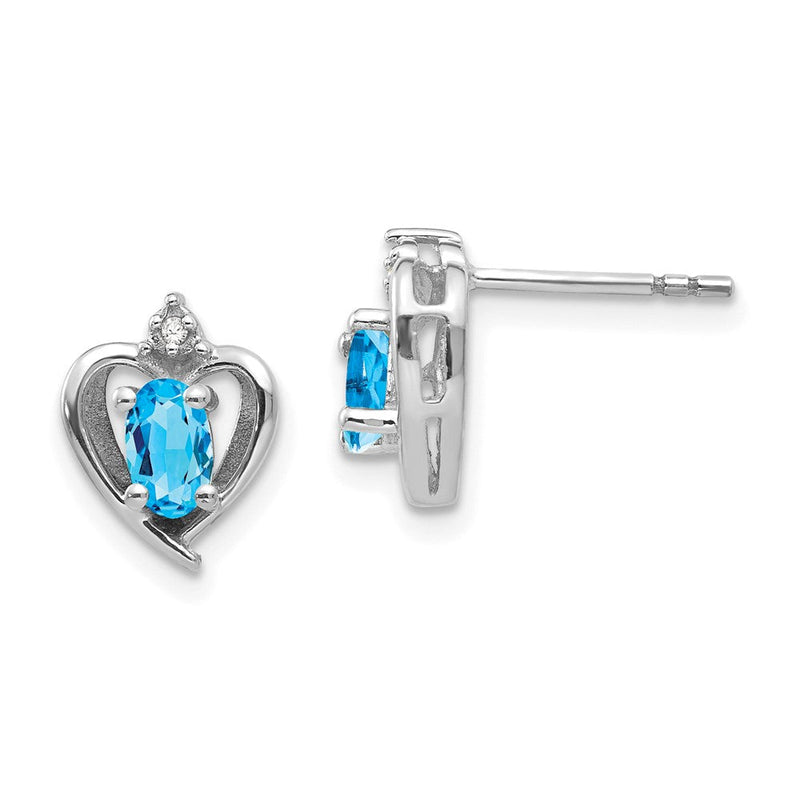 14K Weißgold Ohrringe mit Blautopas und Diamant