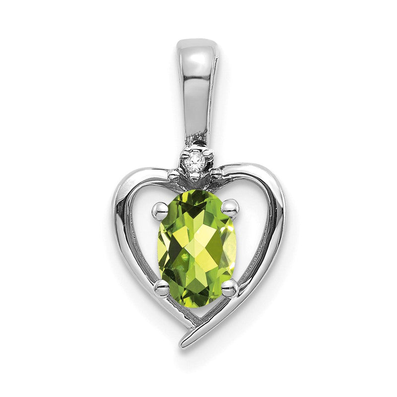 14K Weißgold Peridot-Diamant-Anhänger