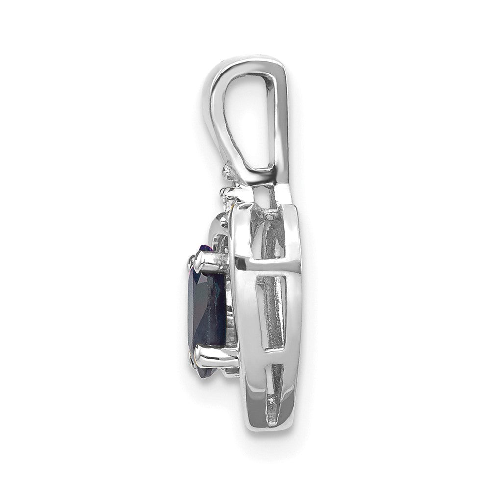 14K Weißgold Saphir-Diamant-Anhänger