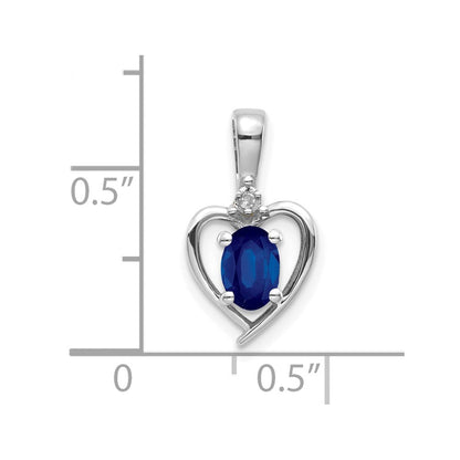 14K Weißgold Saphir-Diamant-Anhänger